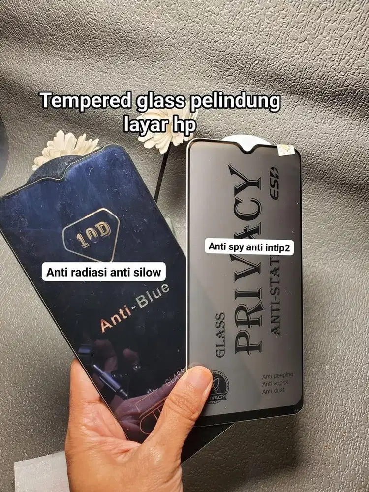 Tempered Glass Anti radiasi blue ray & hitam spy privasi