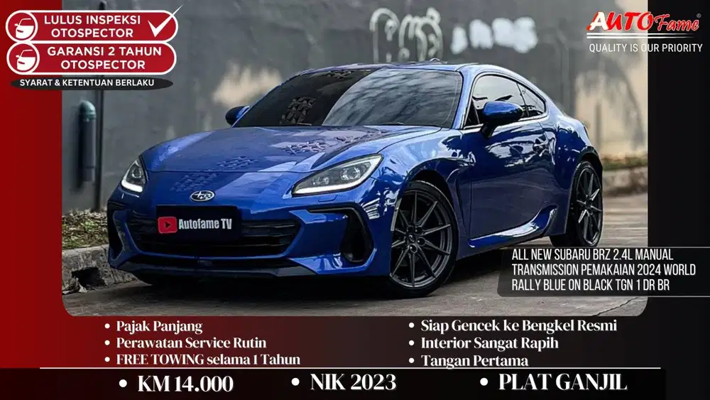 Subaru BRZ 2.4L Manual Transmission Pemakaian 2024 World Rally Blue On