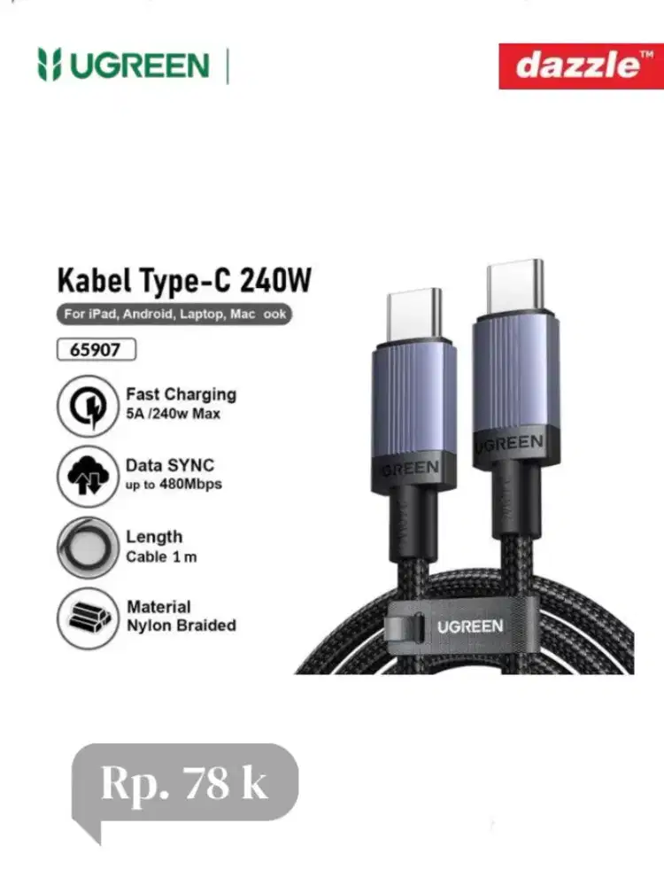 Ugreen kabel data USB C to C 240W fast charging