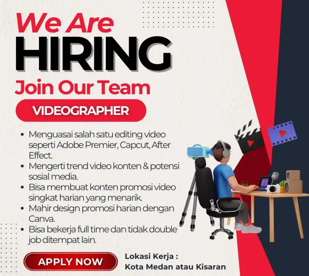 Dibutuhkan videographer konten kreator berpengalaman untuk night club