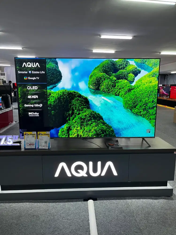 KREDIT TV AQUA 75” TANPA DP! BUNGA 0% FREE 1 CICILAN