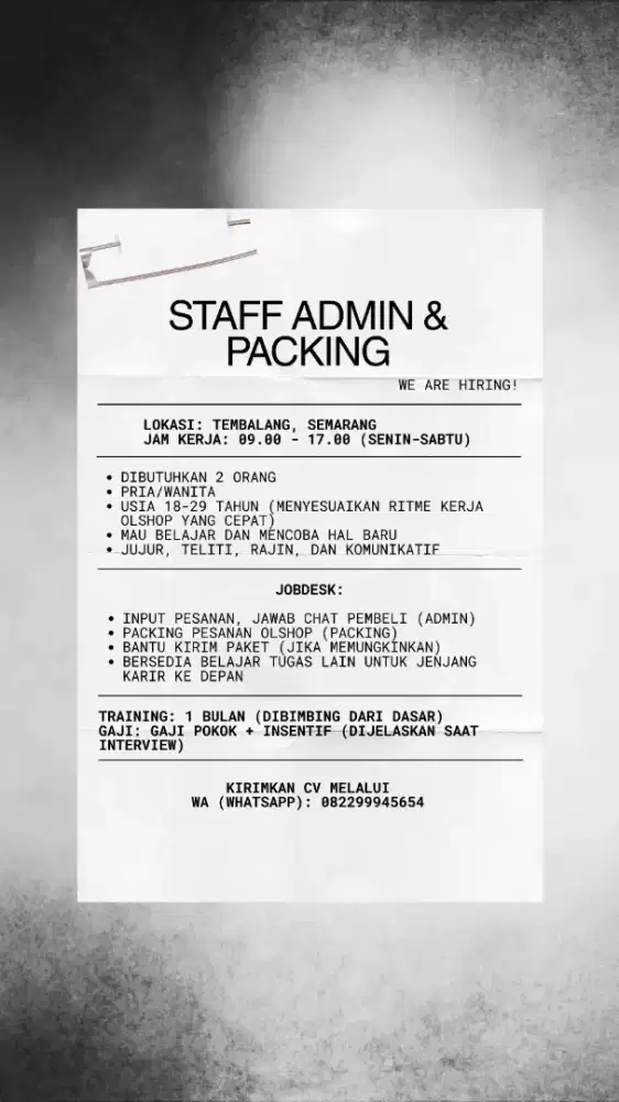 STAFF PACKING ONLINE SHOP