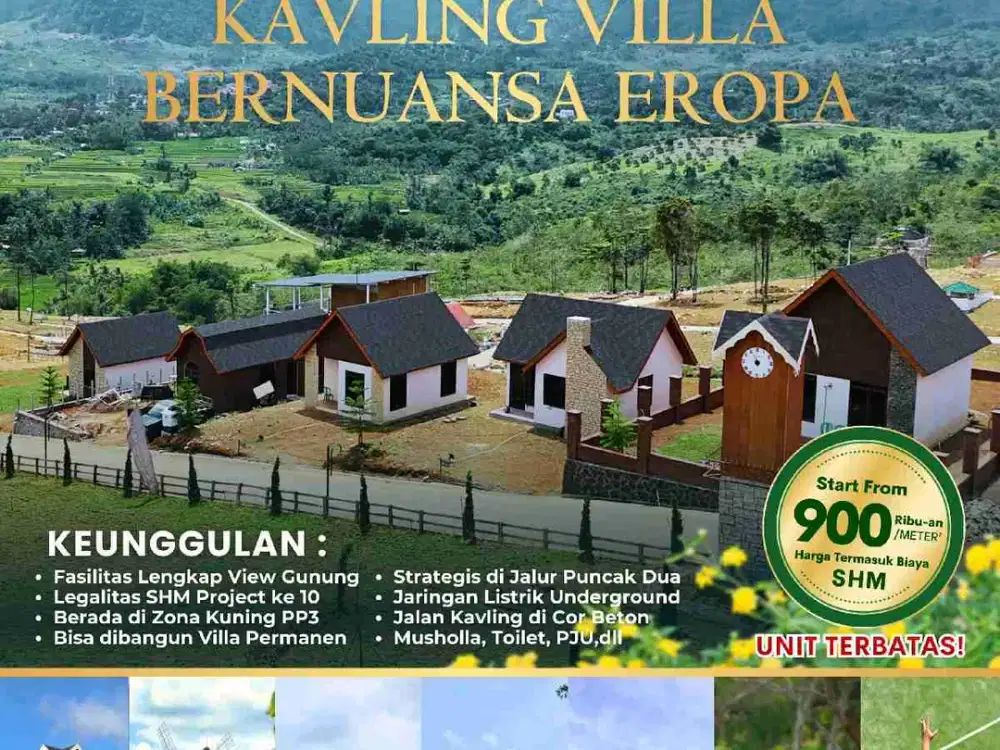 Tanah VILA Siap Bangun Gratis SHM View Gunung