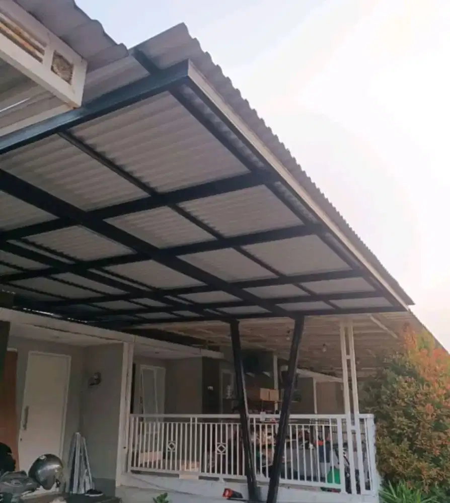 Pemasangan kanopi alderon double layer