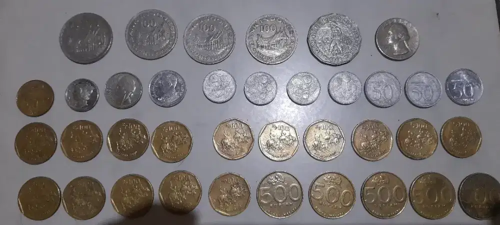 Jual Koin uang lama 35 koin borong semua Nego, 50sen, 25, 50, 100, 500