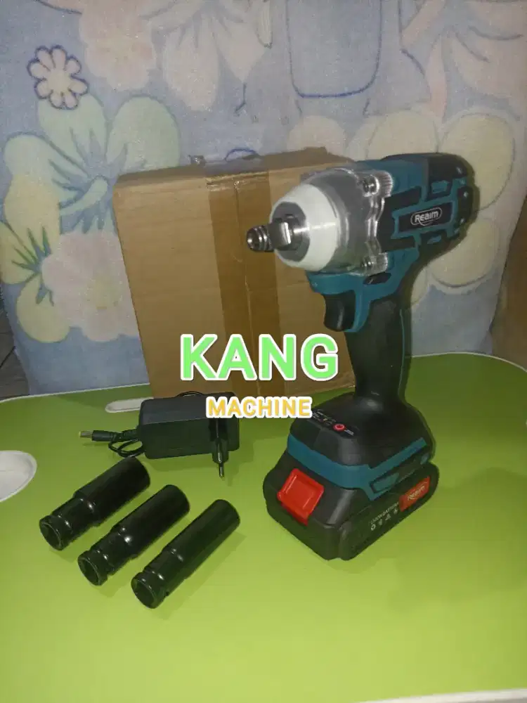 Impact wrench cordless REAIM 350NM mesin buka baut baterai 18V 20V 21V