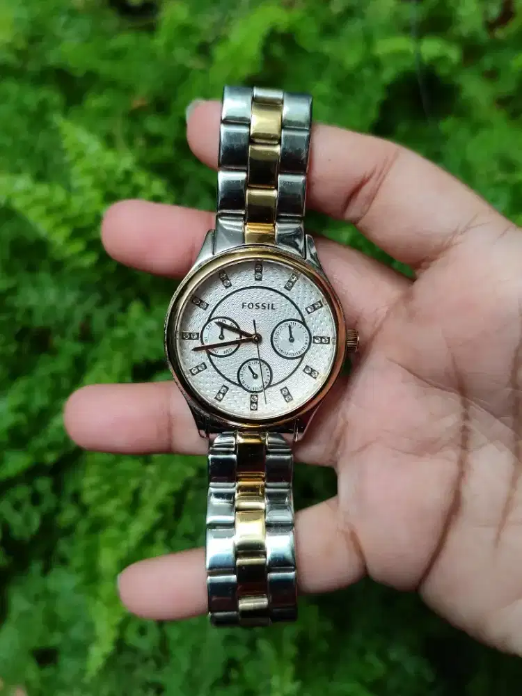 Fossil watch auth preloved two tone