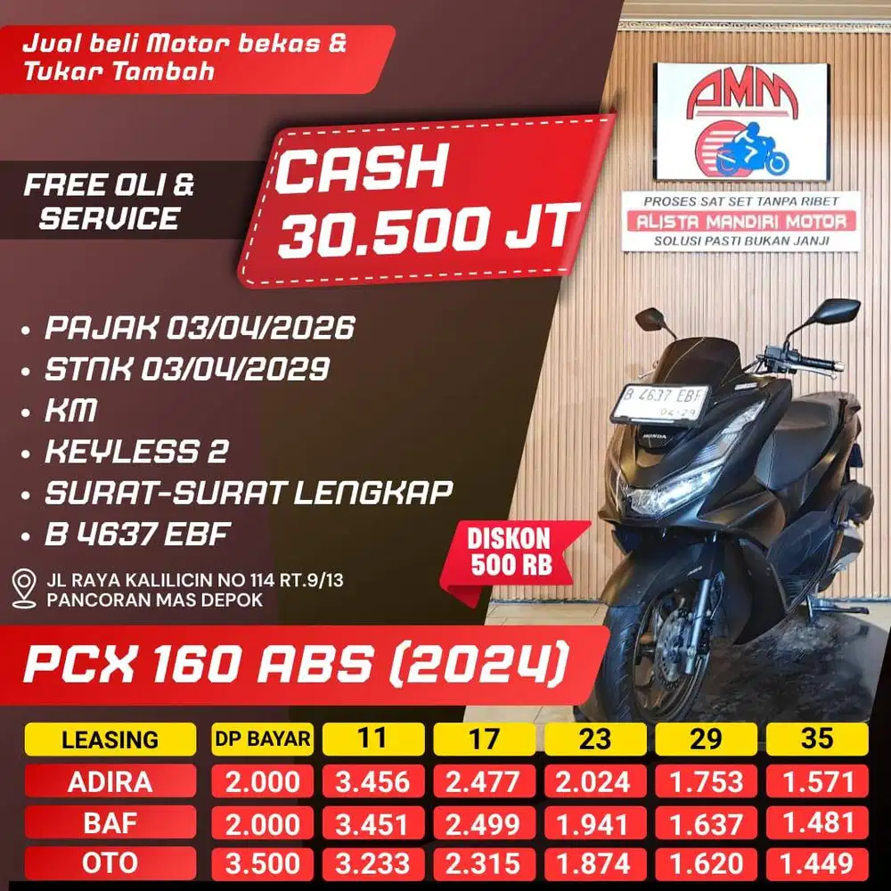 PCX 160 ABS 2024 PAJAK HIDUP REMOT 2 KREDIVO INDODANA SPAYLATER ALISTA