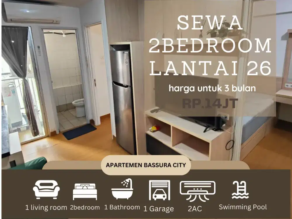 2kamar sewa full furnish kekinian apartemen bassura city
