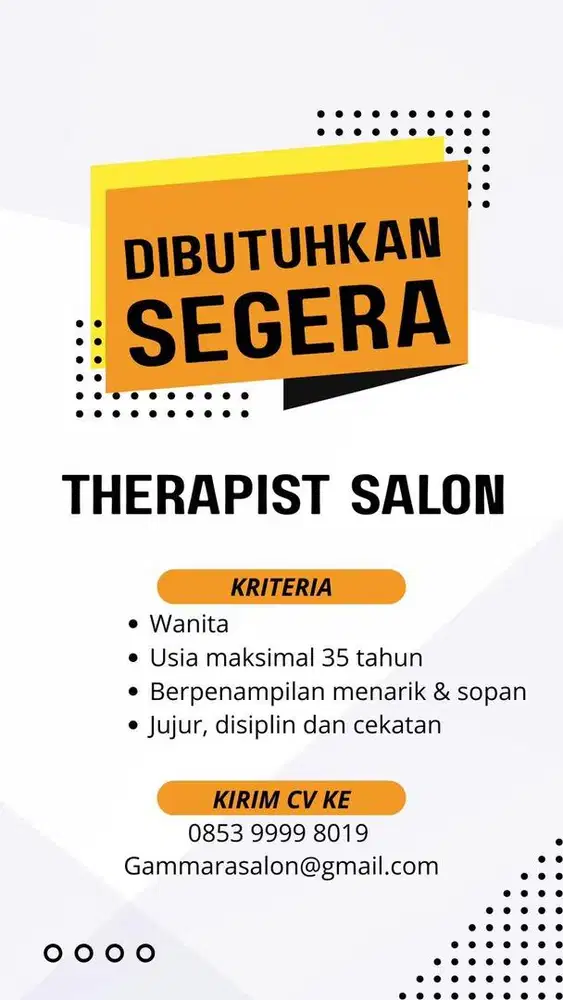 Loker untuk pegawai salon