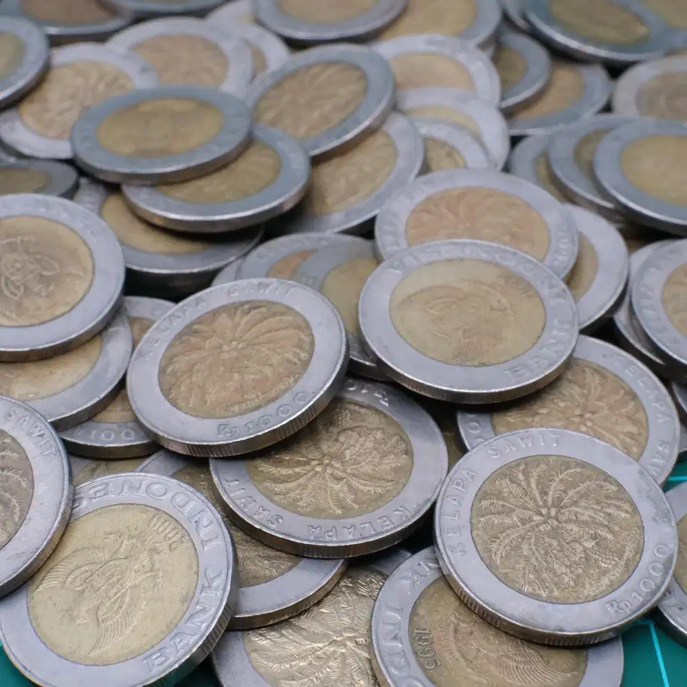 Koin Indonesia Kelapa Sawit seribu bimetal jadul 1000 rupiah koin