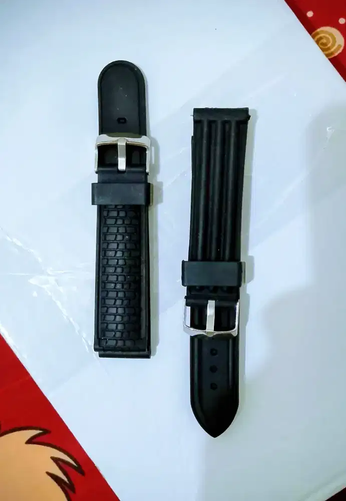 StrapRubber Jam Tangan Hitam Size22mm Tebal,Premium,Kuat,Elastis Baru.