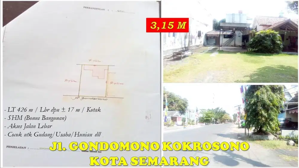 Tanah Gudang Jl. Gondomono Kokrosono dkt Madukoro & Tanjung Emas Semar