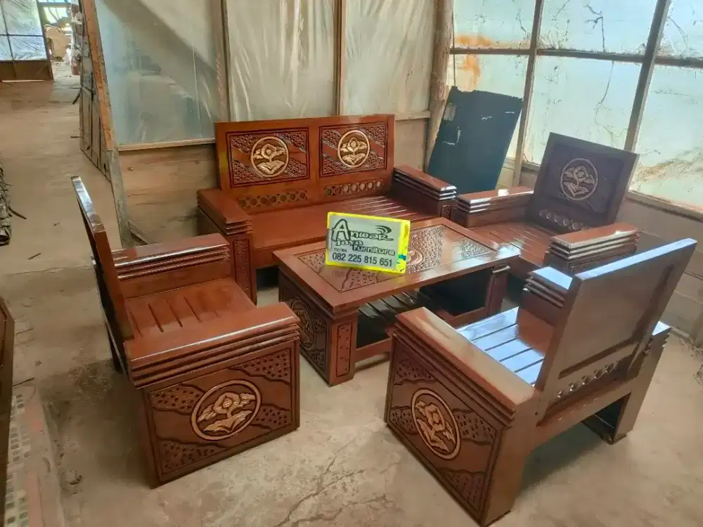Kursi tamu minimalis koper full kayu jati