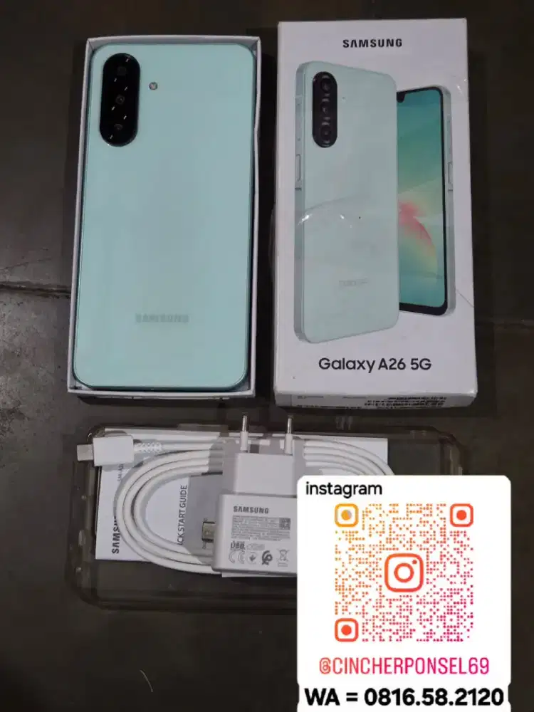 Jual hp bekas likenew samsung A26 5g 8/256 grns PANJANG free ADAPTOR