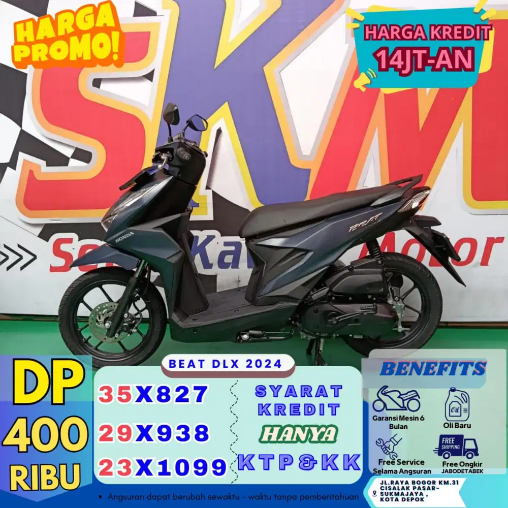 DP murah 400k syarat kredit KTP&KK Honda beat deluxe th 2024