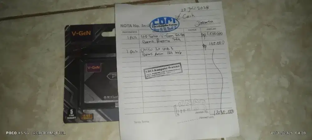 Murah banget,!!SSD SATA Platinum V-Gen 1TB, Garansi resmi 5 th.