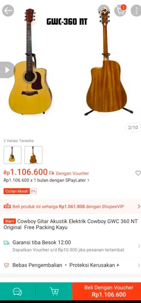 Gitar akustik Cowboy gwc 360 nt original