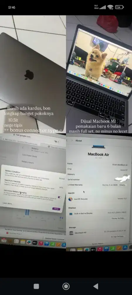 Macbook air M1 masih garansi