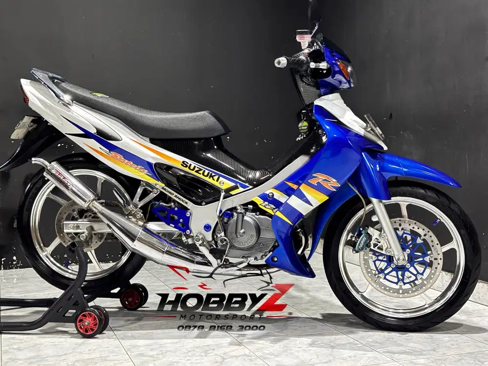 Suzuki satria hiu 120R Lscm biru putih modif ninja hedon 2004,mantap