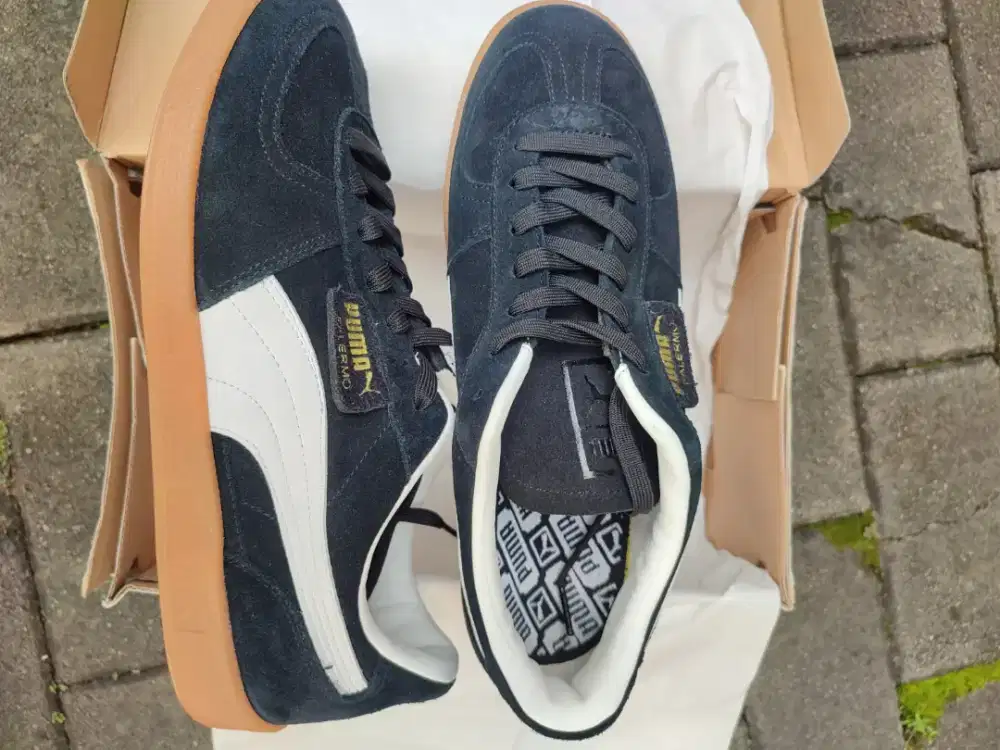 sepatu suede sneakers sniker puma palermo hitam lis hitam made vietnam