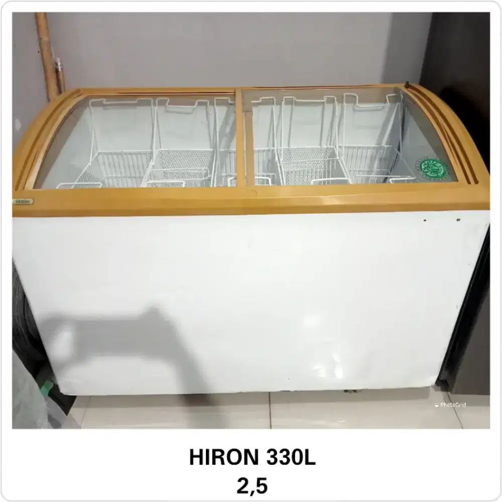 Freezer box kaca sleading Hiron 330L