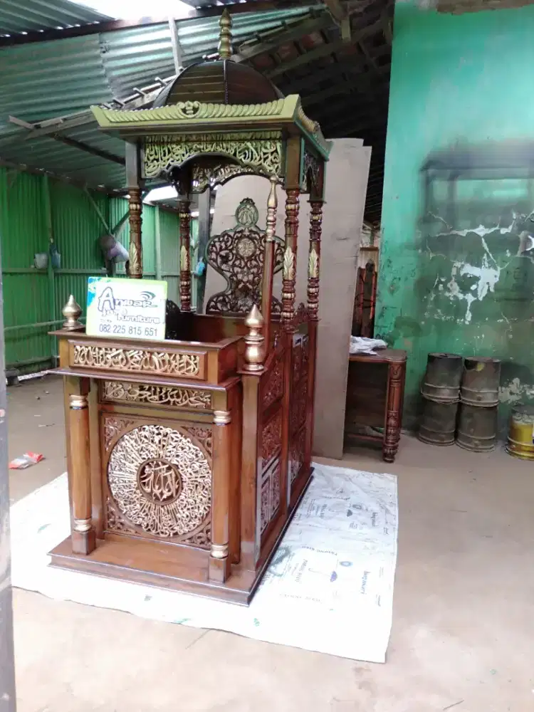 Mimbar masjid kuba terbaru full kayu jati