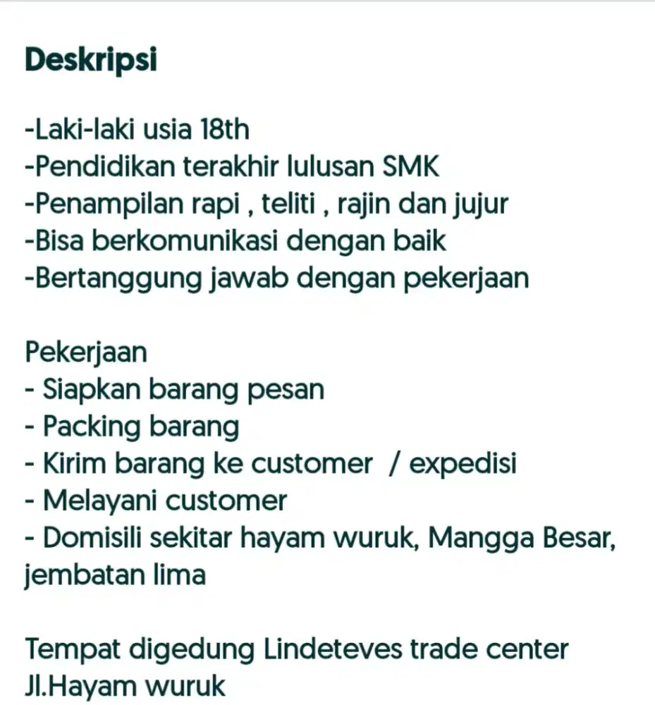 Dibutuhkan karyawan toko alat teknik