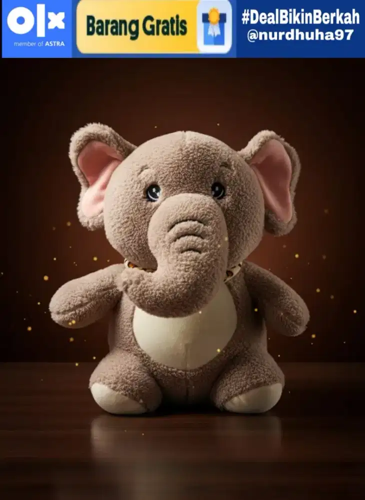 Boneka Gajah Cokelat Muda