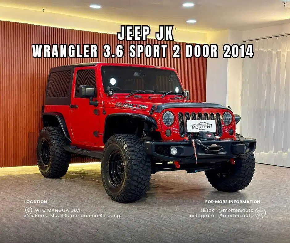 Jeep JK Wrangler 3.6 Sport 2 Door 2014 Km 78 Ribu Record Antik Garansi