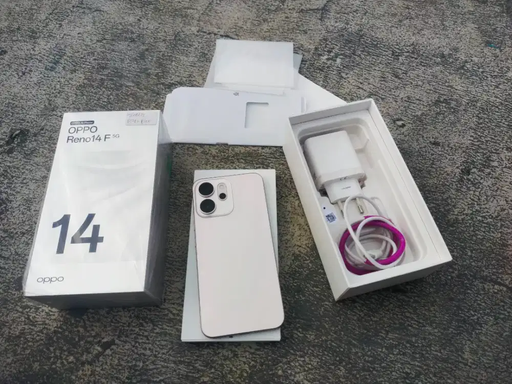 Oppo reno 14f 5G ram 8/256 gb second fullset ori pink