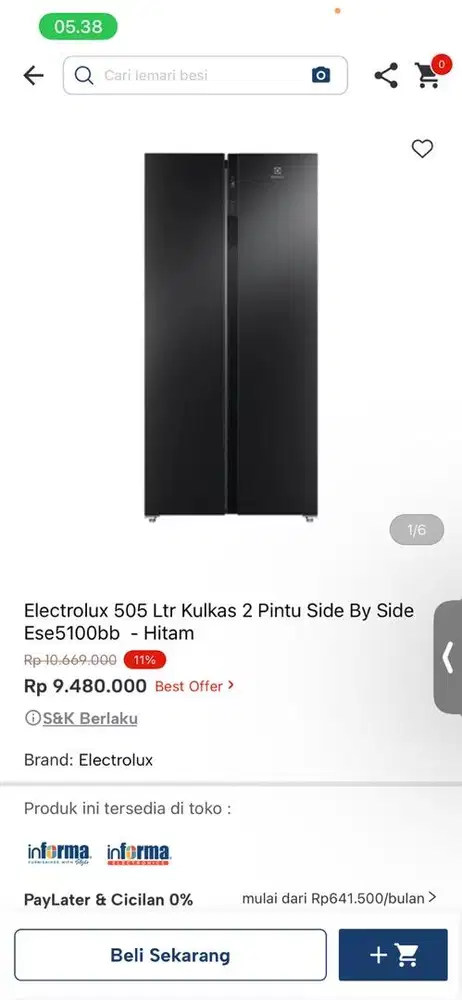 kulkas side by side electrolux