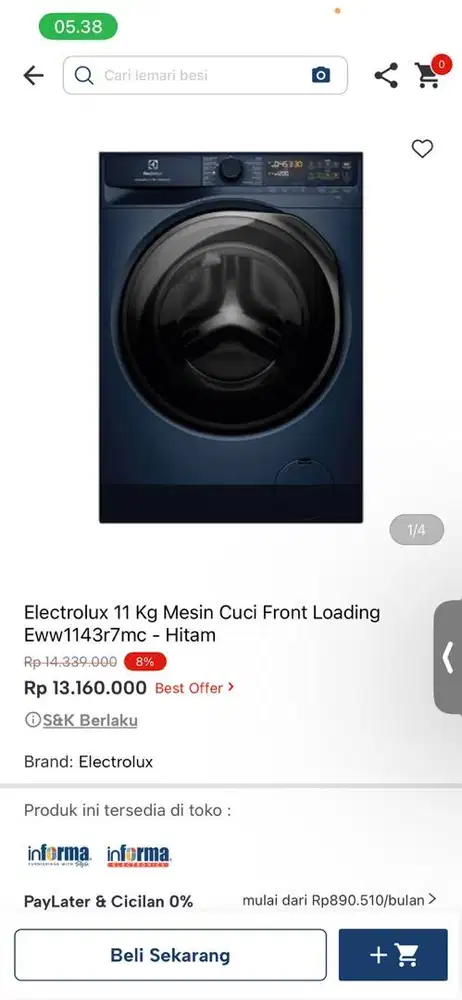 mesin cuci front loading eww1143r7mc