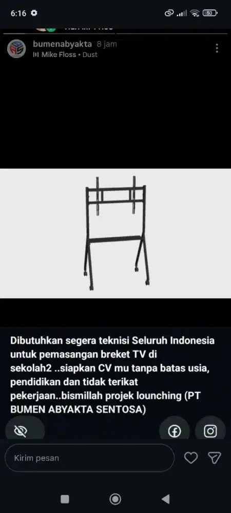 TEKNISI PEMASANGAN STAND TV DI SELURUH SEKOLAH AREA TEGAL