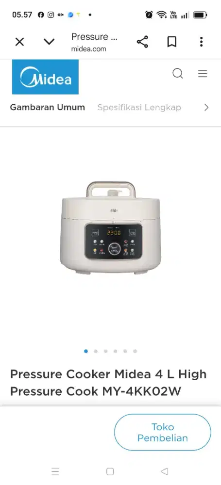 Midea pressure cooker untuk presto daging ,ayam ,bubur ,kacang  dll