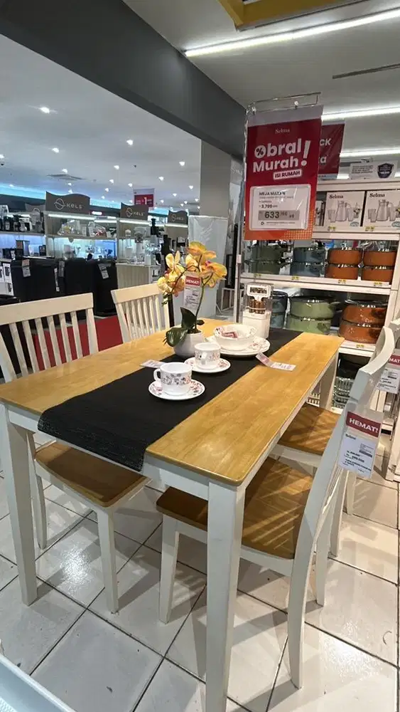 Meja makan set kayu solid