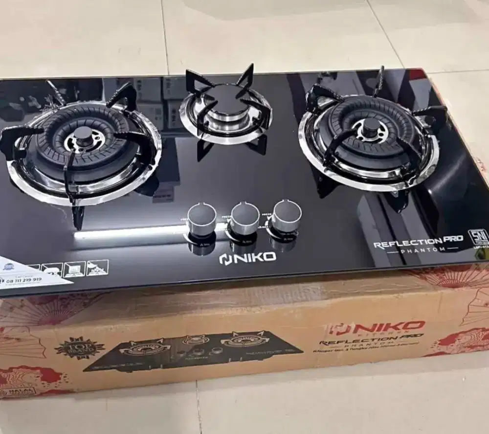 NIKO NEXT BLACK kompor kaca 2 tunggku
