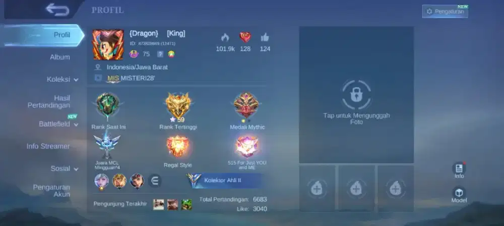 Akun mobile legend kolektor ahli 2