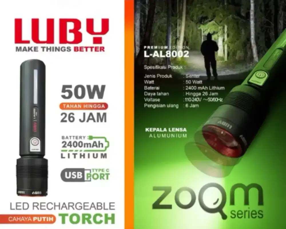 Luby L-AL8002 Senter 50W Ori