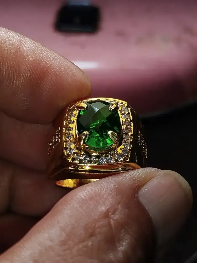 TSAVORIT GANRNET 2,3CT , KET ADA PADA MEMO , RING KUNSAR CROME GOLD 17