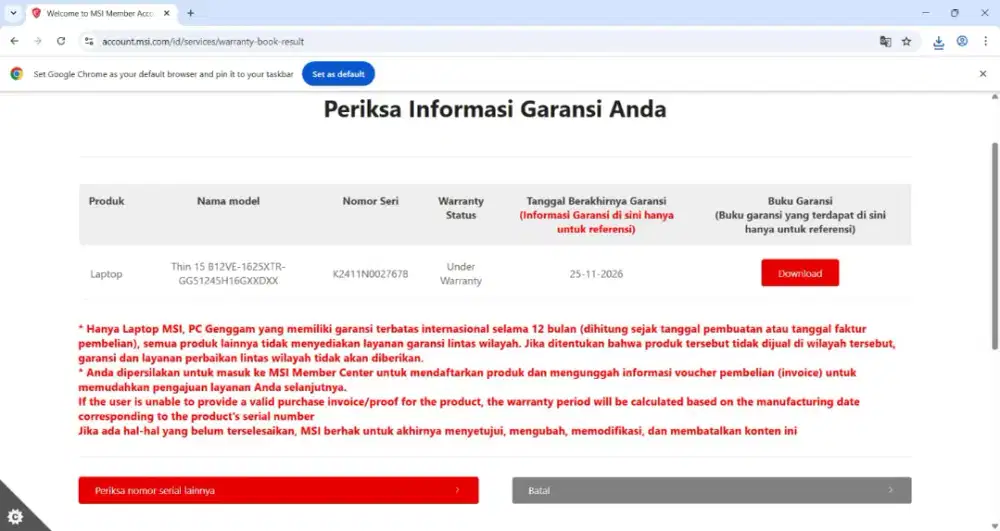 MSI Thin 15 B12UCX FULLSET BOX [GEN 12] SSD 512GB DUAL VGA Nvidia RTX