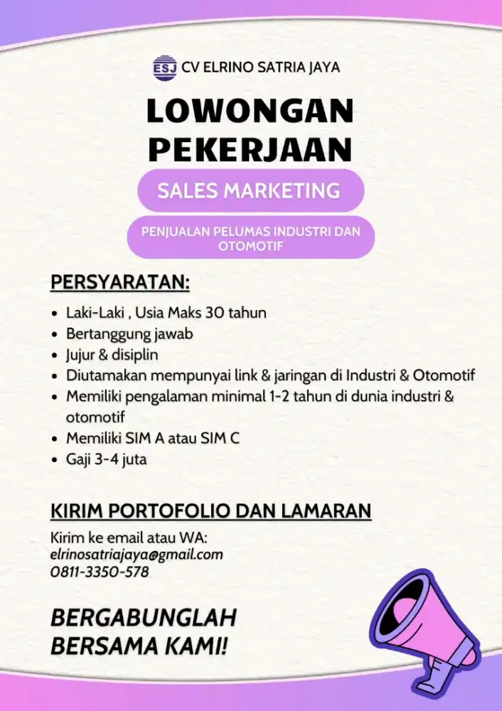 Lowongan kerja sales marketing