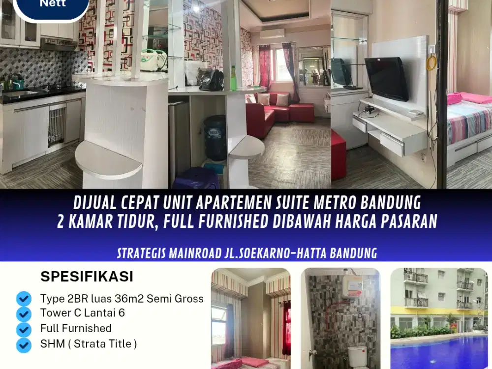 Dijual Cepat Unit Apartemen Suite Metro Bandung Siap Huni,
2 Kamar Tidur, Full Furnished, harga Dibawah Pasaran

Strategis mainroad jl.Soekarno-hatta Bandung