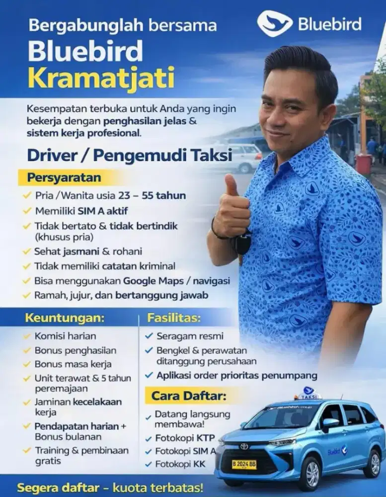Gabung Jadi Driver Taksi! Setoran Ringan, Bonus Jalan Terus