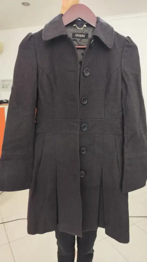 GUESS Women's Black and Grey Coat