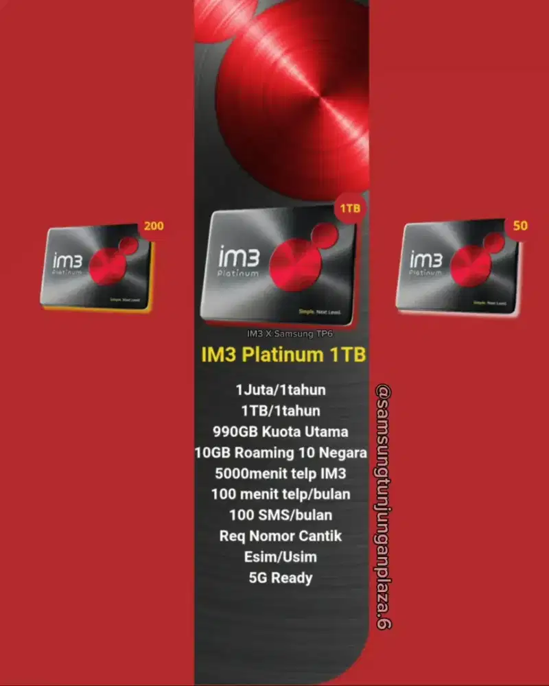 NOMOR CANTIK INDOSAT PASCABAYAR PLATINUM 1TB Bisa Cicilan