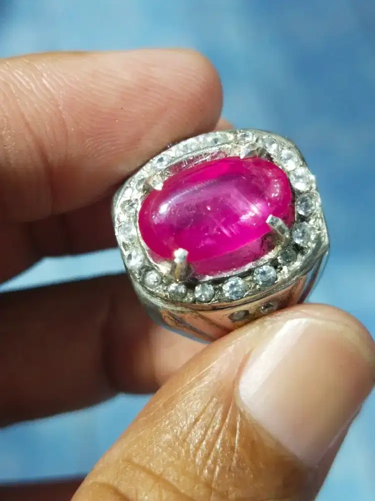 Cincin merah ruby ring perak