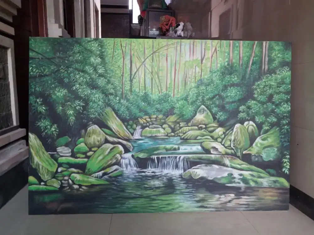 Dijual lukisan kanvas pemandangan 90x130 cm