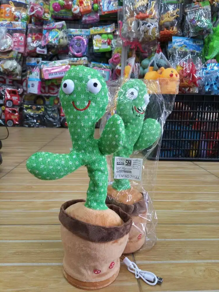 mainan anak kaktus goyang baterai cas