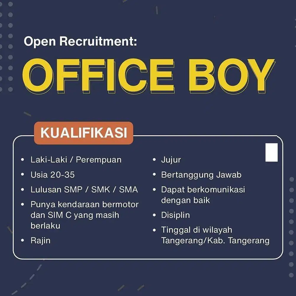 Recruitmern Office Boy/ kurir
